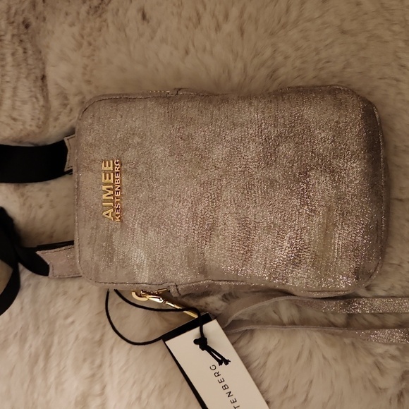 NWT Aimee Kestenberg Gold Metallic Leather Small Crossbody Purse​​​​​​​ - Picture 2 of 5